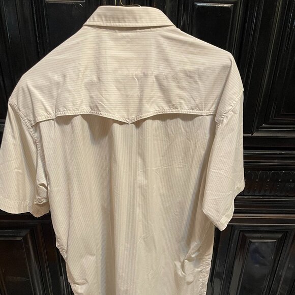 Poncho Mens Light Brown Stripe Short Sleeve Mens M - Picture 4 of 4